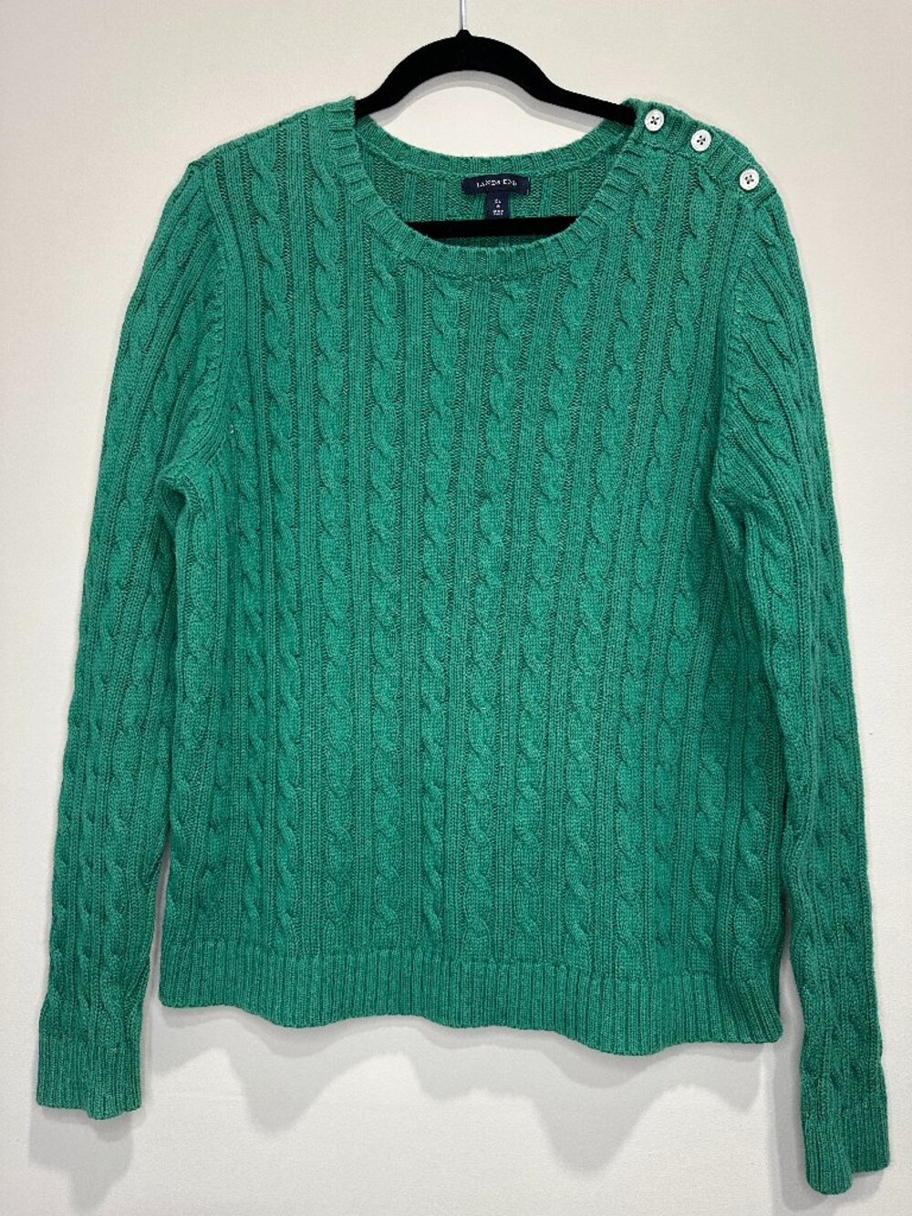 Lands' End 100% Cotton Cable Knit Sweater